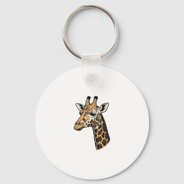 Porte-clés Conception de chemise de portrait de girafe gravur (Recto)