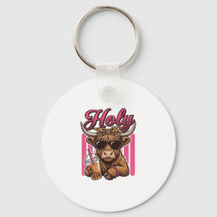 Porte-clés Conception de chemise de thé Boba vintage Holy Hig