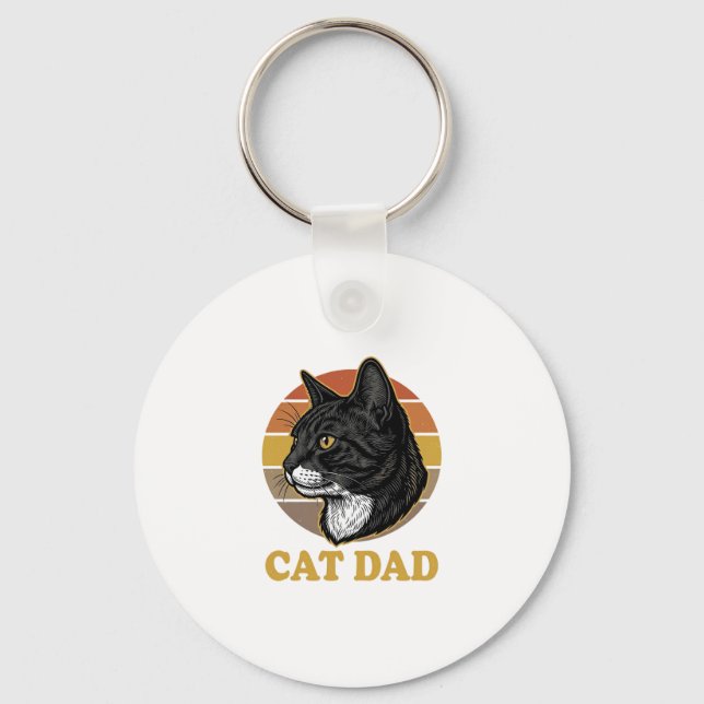 Porte-clés Conception de chemise pour papa de chat rétro vint (Recto)
