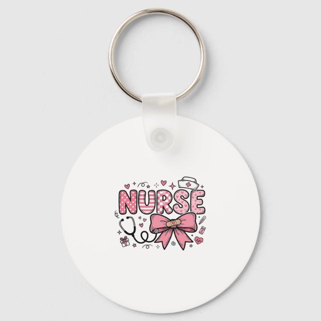 Porte-clés Conception de chemise vectorielle Cute Nurse Bow H (Recto)