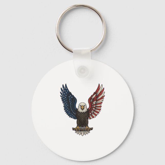 Porte-clés Conception de chemise vectorielle d'aigle patrioti (Recto)