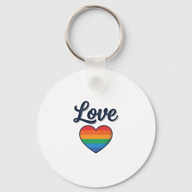 Porte-clés Conception de chemise vectorielle Love Rainbow Hea (Recto)