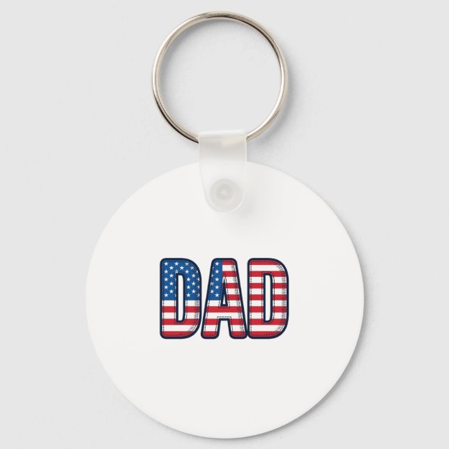 Porte-clés Conception de chemise vectorielle Papa patriotique (Recto)