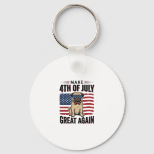 Porte-clés Conception de chemise vintage patriotique de Pug d