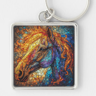 Porte-clés Conception de cheval en vitrail