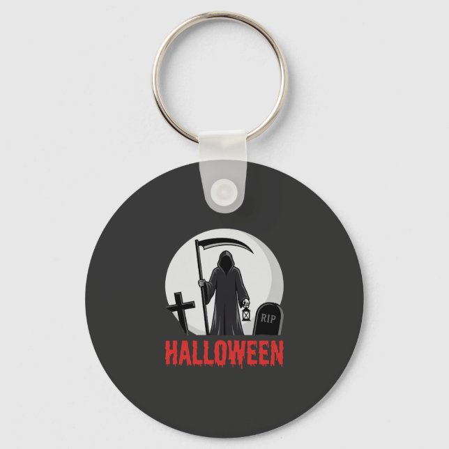 Porte-clés Conception de cimetière de la Faucheuse Halloween (Recto)