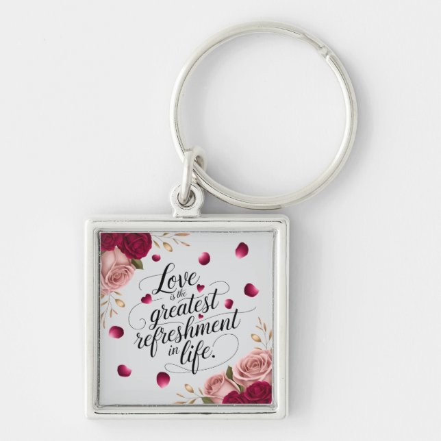 Porte-clés Conception de citation florale de rose élégante (Devant)