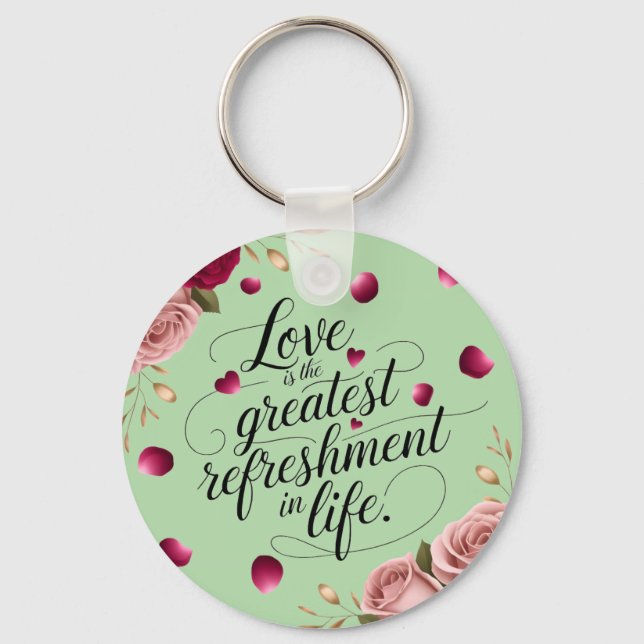 Porte-clés Conception de citation florale de rose élégante (Recto)