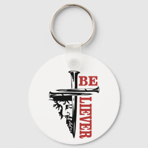 Porte-clés Conception de clou de croix de Jésus – Puissant Ch