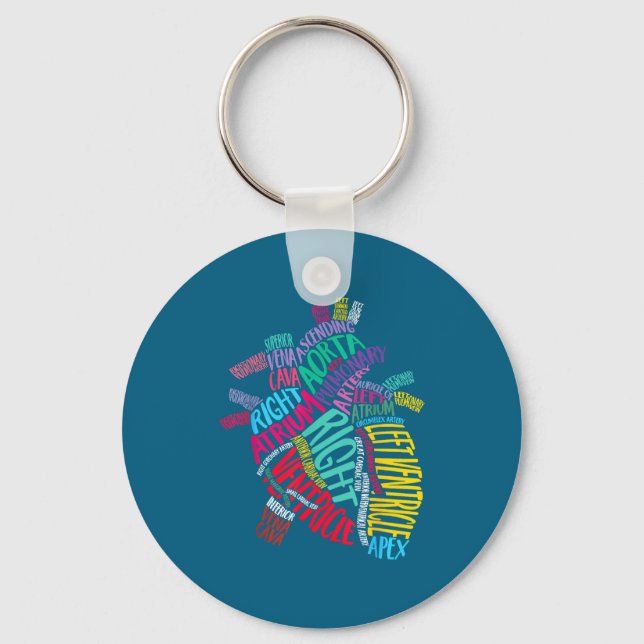 Porte-clés Conception de cœur anatomique cardiaque cardiovasc (Recto)