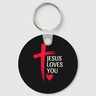 Porte-clés Conception de cœur de croix d'amour chrétien Jésus