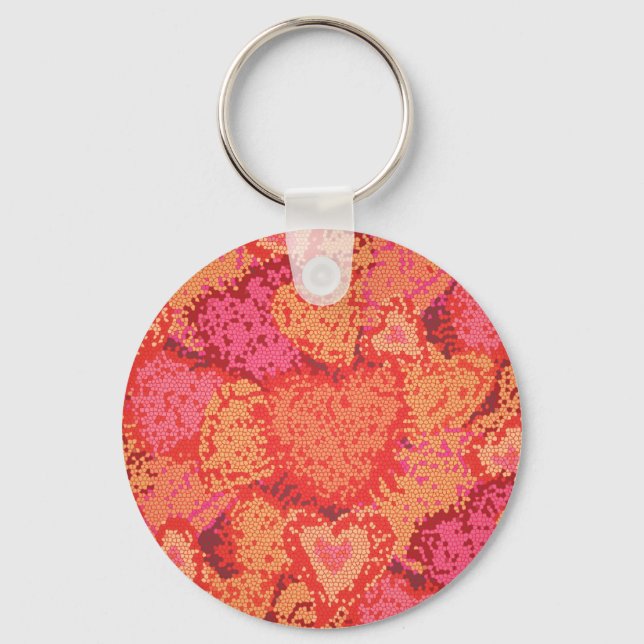 Porte-clés Conception de coeurs en mosaïque mignons (Recto)