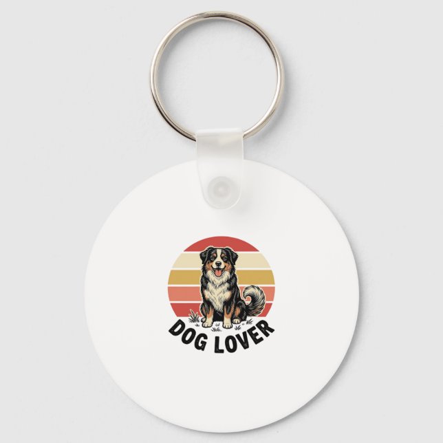 Porte-clés Conception de coucher de soleil de chien mignon gr (Recto)