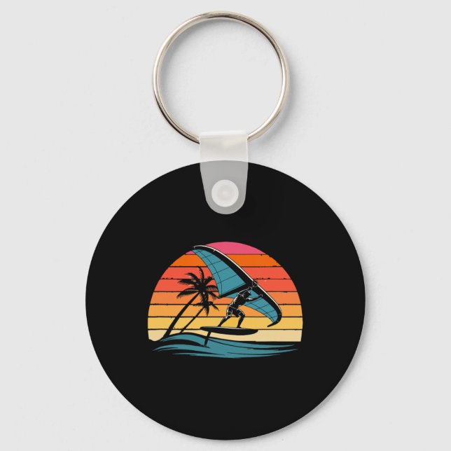 Porte-clés Conception de coucher de soleil rétro Wing Foiling (Recto)