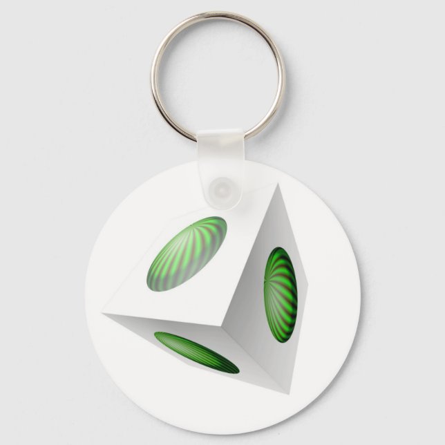 Porte-clés Conception de cube 3D avec Globe Vert (Recto)