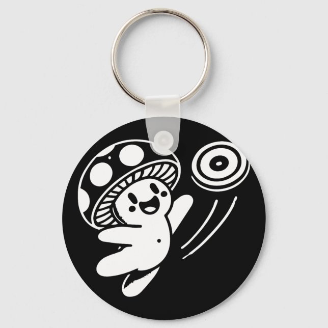 Porte-clés Conception de disc golf cool, joli champignon drôl (Recto)