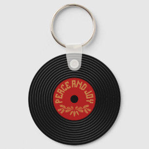 Porte-clés Conception de disques vinyle Peace and joy