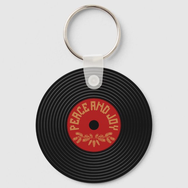 Porte-clés Conception de disques vinyle Peace and joy (Recto)