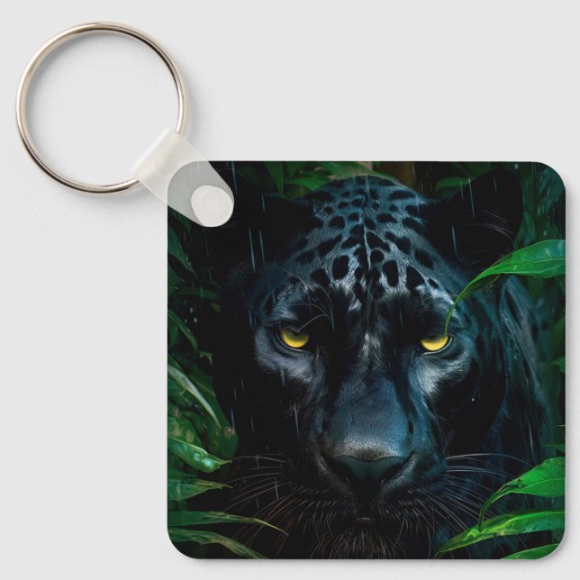 Porte-clés Conception de faune de jungle de panthère noire my (Recto)