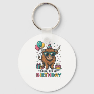 Porte-clés Conception de fête d'anniversaire drôle de vache d