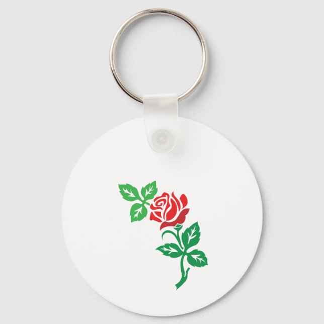 Porte-clés Conception de fleurs de rose rouge – Beauté floral (Recto)