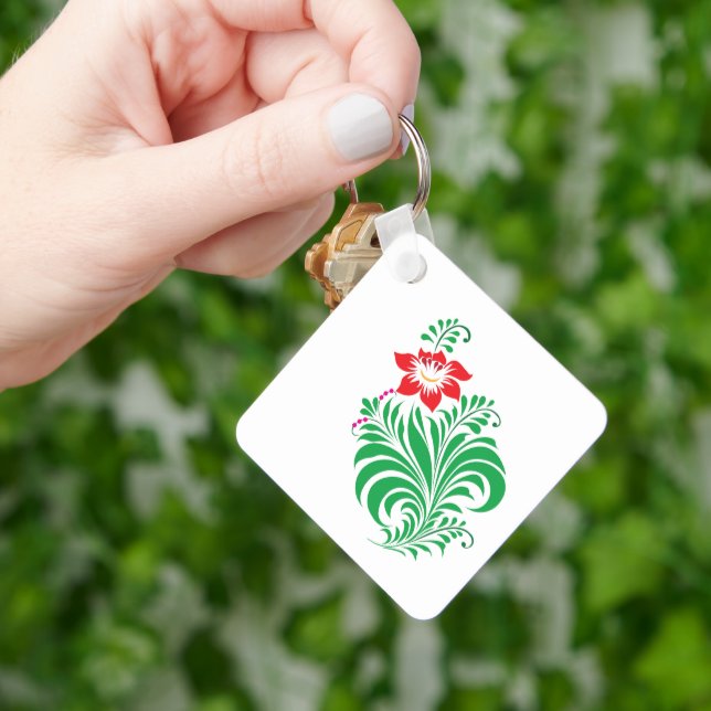 Porte-clés Conception de fleurs florales ornementales – Éléga (main)