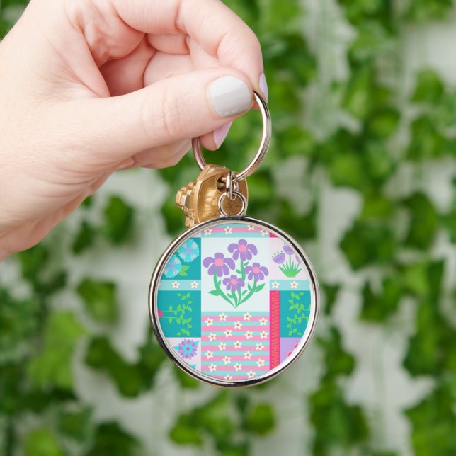 Porte-clés Conception de fleurs vibrantes en fleurs (Main)