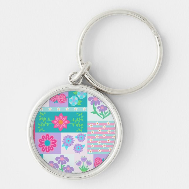 Porte-clés Conception de fleurs vibrantes en fleurs (Devant)
