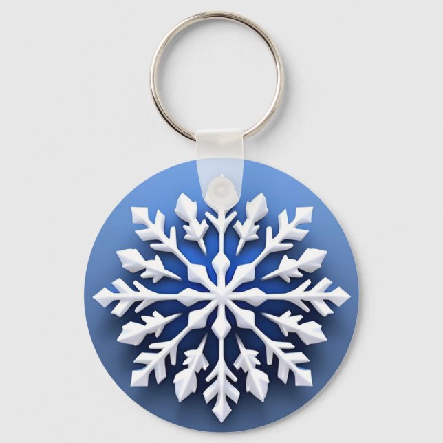 Porte-clés Conception de flocon de neige blanc détaillé (Recto)