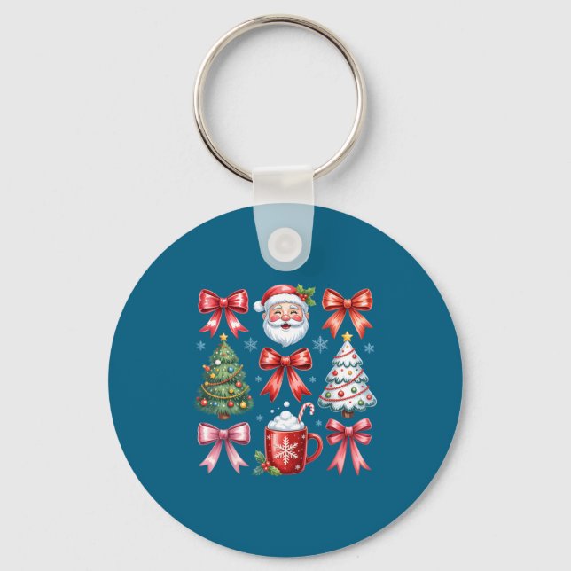 Porte-clés Conception de foi de Santa Bow Coquette Noël rétro (Recto)