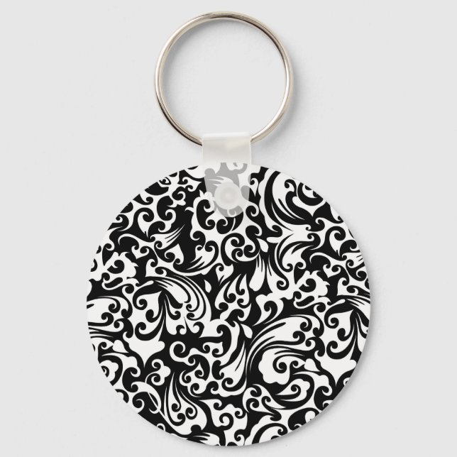 Porte-clés Conception de fond abstrait noir blanc mignon (Recto)