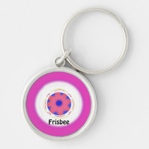 Porte-clés Conception de frisbee rose cool
