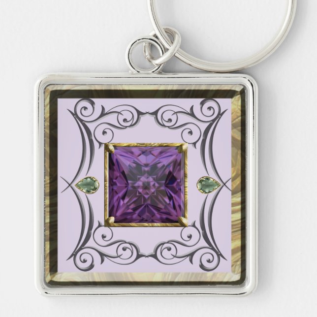 Porte-clés Conception de gemme violette, violette (Devant)