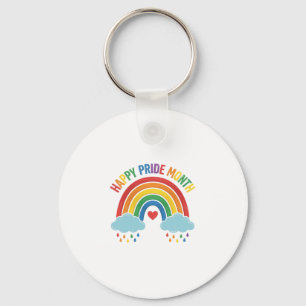 Porte-clés Conception de gravure vintage arc-en-ciel Mois de