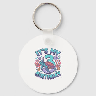 Porte-clés Conception de gravure vintage tortue 3e anniversai