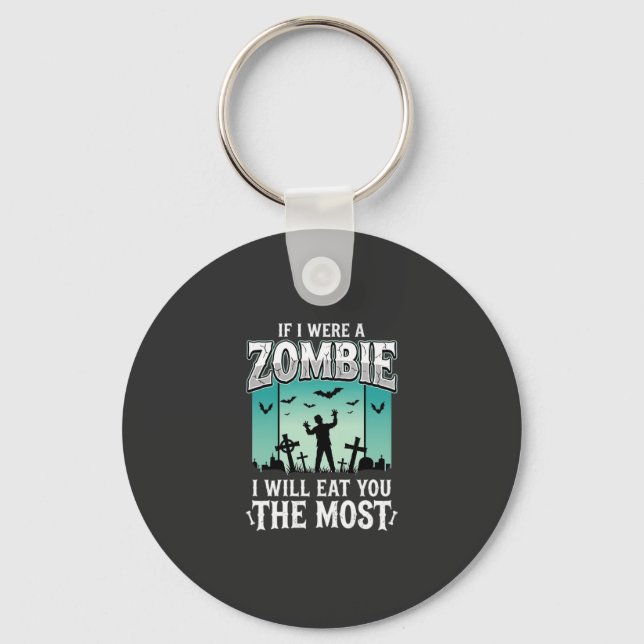 Porte-clés Conception de Halloween Zombie Je vais te manger_1 (Recto)