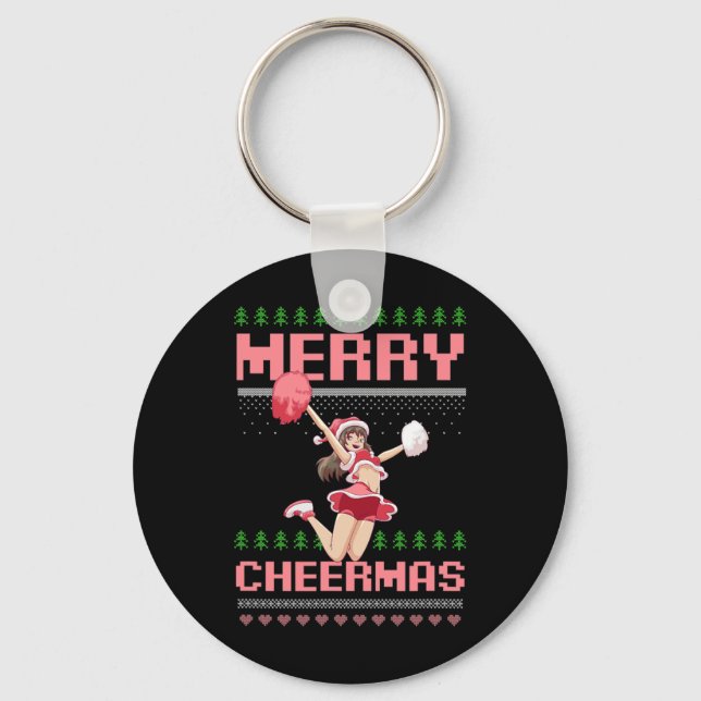 Porte-clés Conception de Joyeux Cheermas de Style Laid Noël J (Recto)