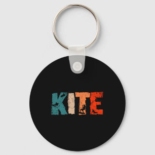 Porte-clés Conception de kite surf rétro avec silhouette de k