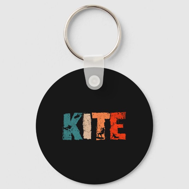 Porte-clés Conception de kite surf rétro avec silhouette de k (Recto)
