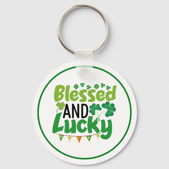 Porte-clés Conception de la Saint-Patrick bénie et chanceuse- (Recto)