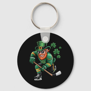 Porte-clés Conception de lutin de la Saint-Patrick de hockey