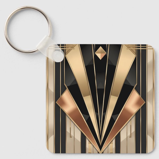 Porte-clés Conception de luxe géométrique Art Déco en soleil  (Recto)