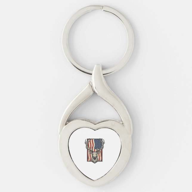Porte-clés Conception de maillot de chasse de drapeau américa (Devant)