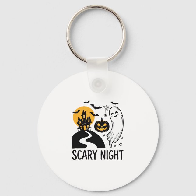 Porte-clés Conception de maison hantée Halloween de nuit effr (Recto)