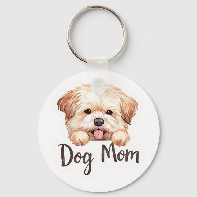 Porte-clés Conception de maman de chien chiot mignon  (Recto)