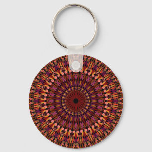 Porte-clés Conception de mandala marron floral