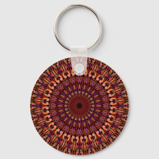 Porte-clés Conception de mandala marron floral (Recto)