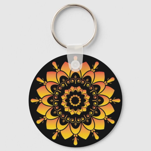 Porte-clés Conception de mandala unique doré (Recto)