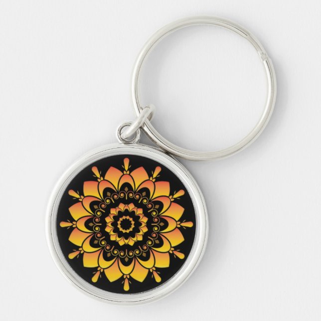 Porte-clés Conception de mandala unique doré (Devant)