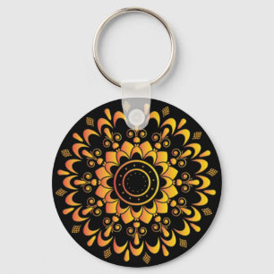 Porte-clés Conception de mandala unique doré-95747